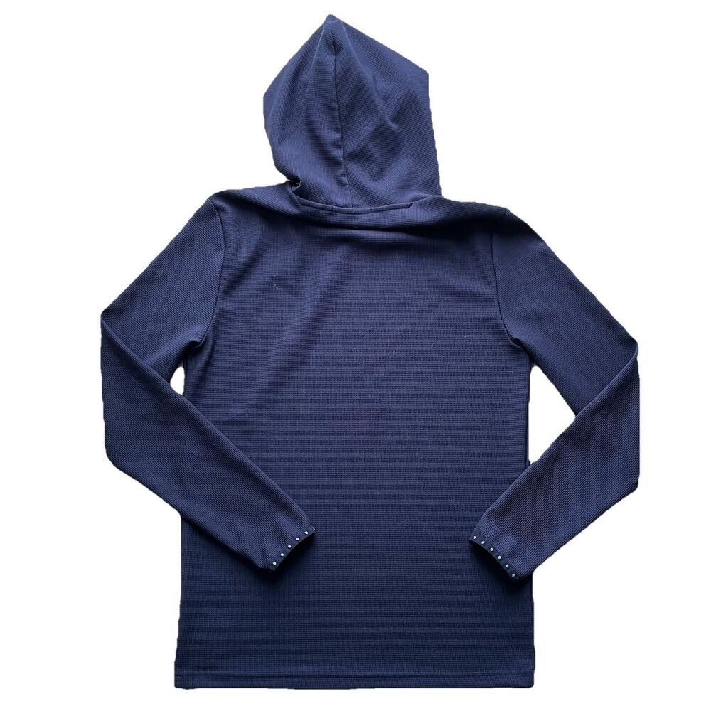 Greyson Waffle Knit Hoodie Espolon Tequila Promotional Pullover Sweatshirt Navy - Picture 2 of 9